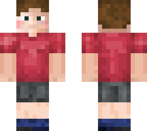 red shirt with brown hair