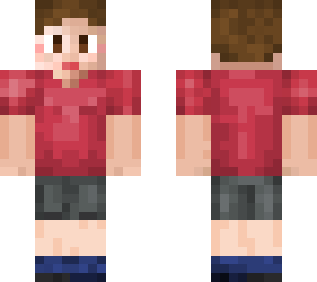 red shirt with brown hair