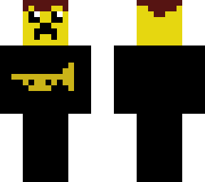 bob the creeper in a gold trumpet shirt