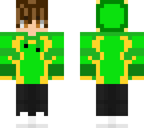brown hair green hoodie