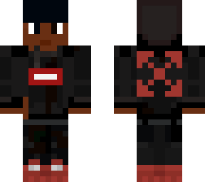 black and white supreme with a dash of red