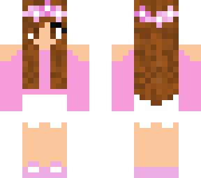 brown hair pink floral girl
