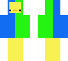 classic duck in a blue and green sweatshirt