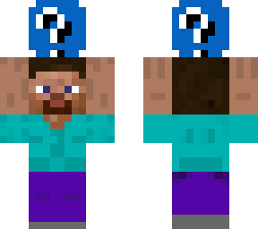 steve holding blue lucy block