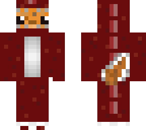 fox in red dino suit
