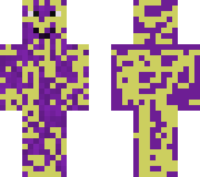 purple guy with yellow paint all over him.