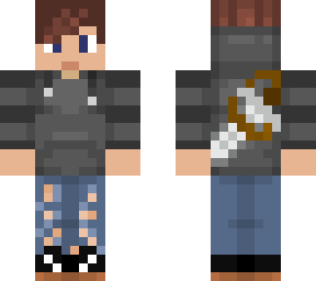ripped jeans w/ black vans and iron sword with chin face!