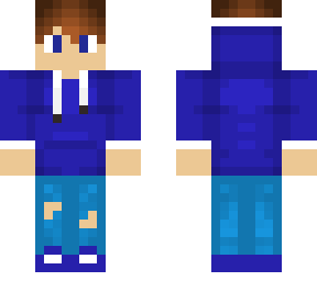 blue hoodie gamer boy with ripped jeans