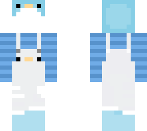 ducky overalls with ducky beanie and blue long sleeve shirt