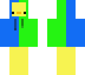 duck with a blue and green hoodie