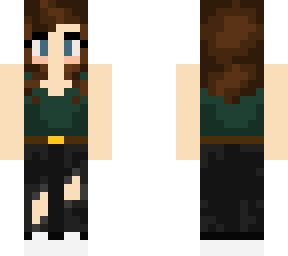 green tank girl brown curly hair