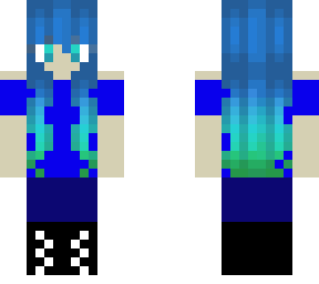 blue hair blue shirt blue skirt