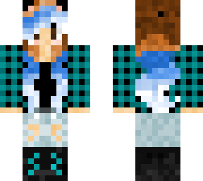 cute panda blue and brown haired girl