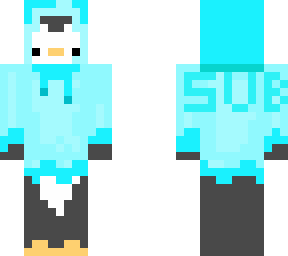 penguin in a sweatshirt strawberrysoda66's skin but i wrote sub on the back