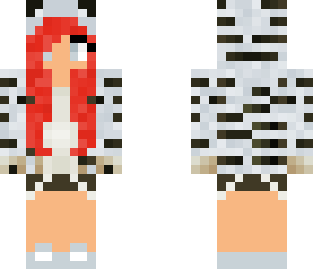 red head girl in snowy tiger hoodie