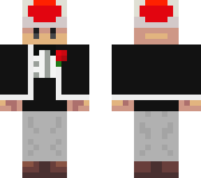 red toad in a tuxedo