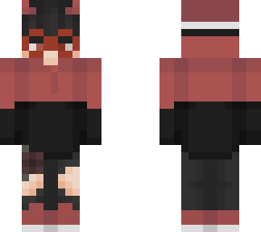 red and black aesthetic demon with glasses w/ hoodie