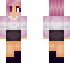 purple sweater with faded purple skirt