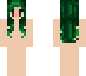 blank girl green hair with brown eyes