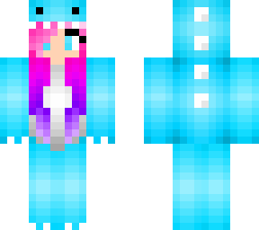 blue dino with purple and pink hair