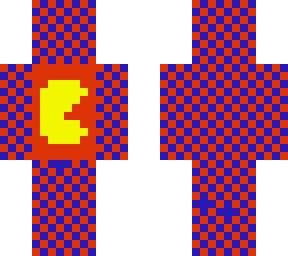 pac-man blue and red checkerboard