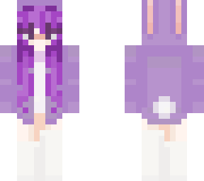 purple hair girl with bunny costume