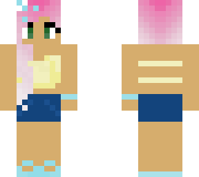 cute beach girl with pink hair