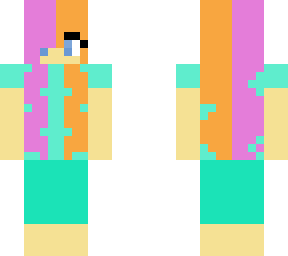 orange, pink and turquoise girl