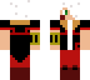 white hair red black guy with green eyes