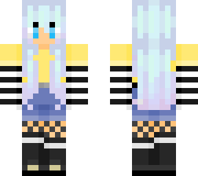 girl with blue hair and shorts