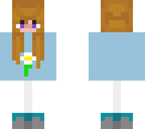 girl with blue sweater, flower