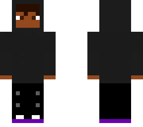 gu with a black hoodie and purple shoes