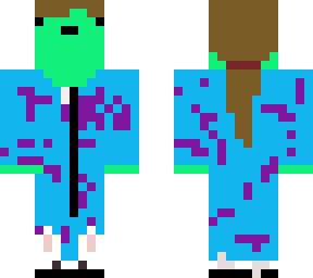 alien thing in onesie with bunny slippers