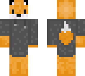 fox in oversized grey hoodie