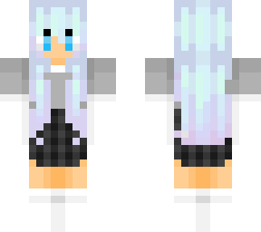 girl with blue hair and skirt