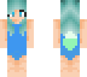 mint blue fox swim girl