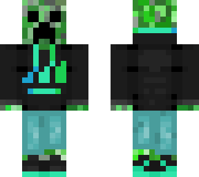 black and and turquoise hoodie with creeper!