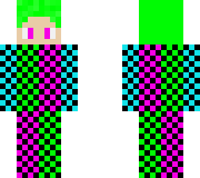 pink,green,blur with black chess boy.