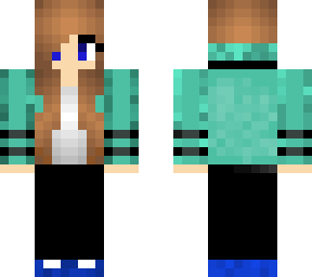 brown hair, blue hoodie girl