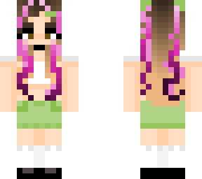 long hair green skirt