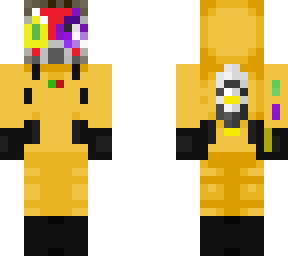thanos in catapiller costum in hazmat suit