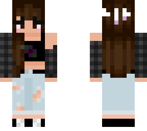 (updated!) girl with flannel and headband, dark purple flower on shirt