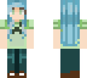creeper shirt blue hair girl