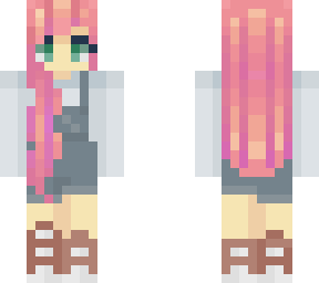 pink hair overalls girl