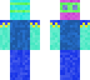purple and blue guy wearing green glasses and gold and blue tassles