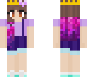 purple shirt and overalls