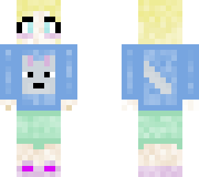 short haired pastel girl wearing a wolf jumper with ear muffs that have ears