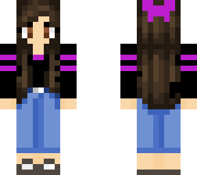 girl brown hair purple sweater glasses