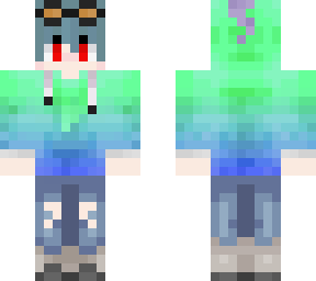 neon green male w/ blue hair