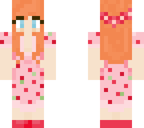 redhead strawberry dress blue eyes